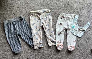 (#18) Wild Child  & Tahari Baby & Disney Boys Pants and Bib Set Size 6-9M